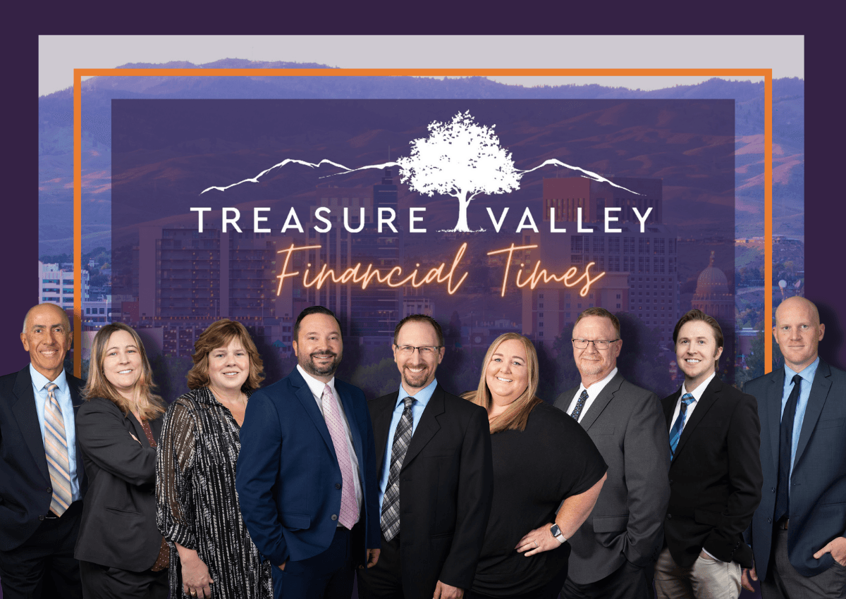 Treasure Valley Financial Planning team in front of Boise, Idaho skyline – Trusted financial advisors providing expert financial planning services.