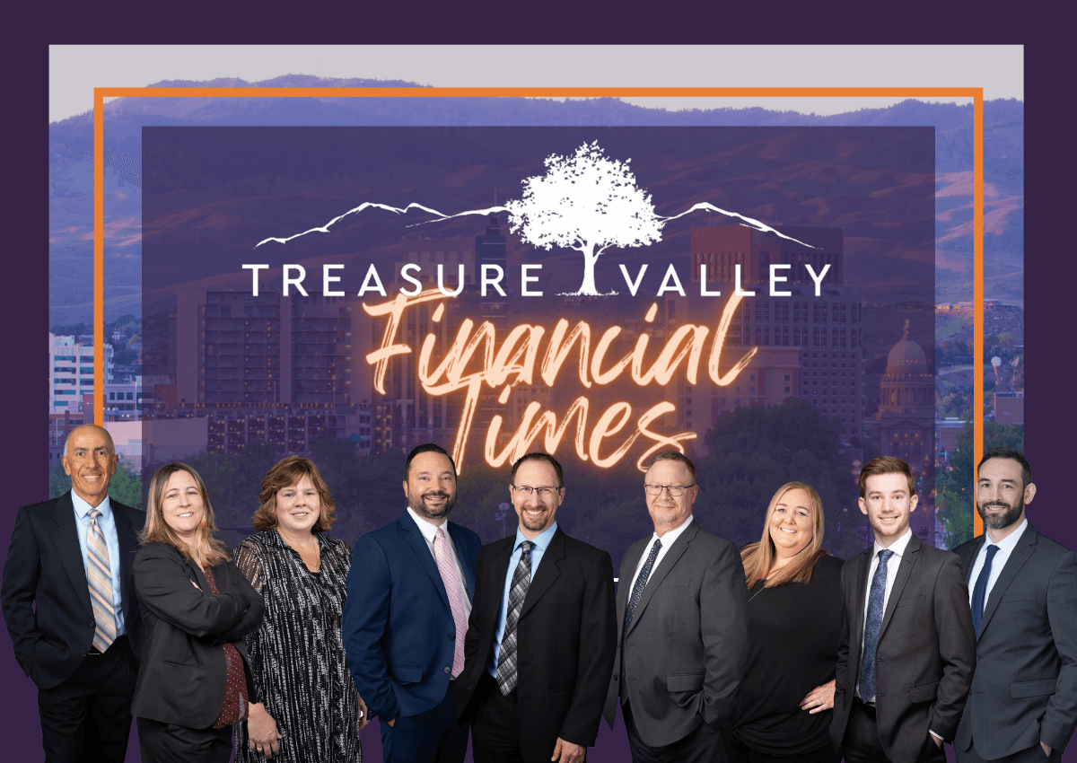 Treasure Valley Financial Planning team in front of Boise, Idaho skyline – Trusted financial advisors providing expert financial planning services.